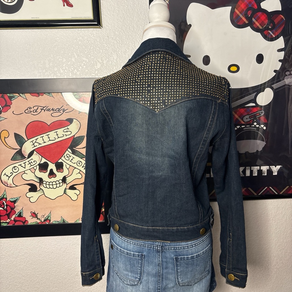 Gold Rhinestone Denim Jacket - Picture 3 of 10